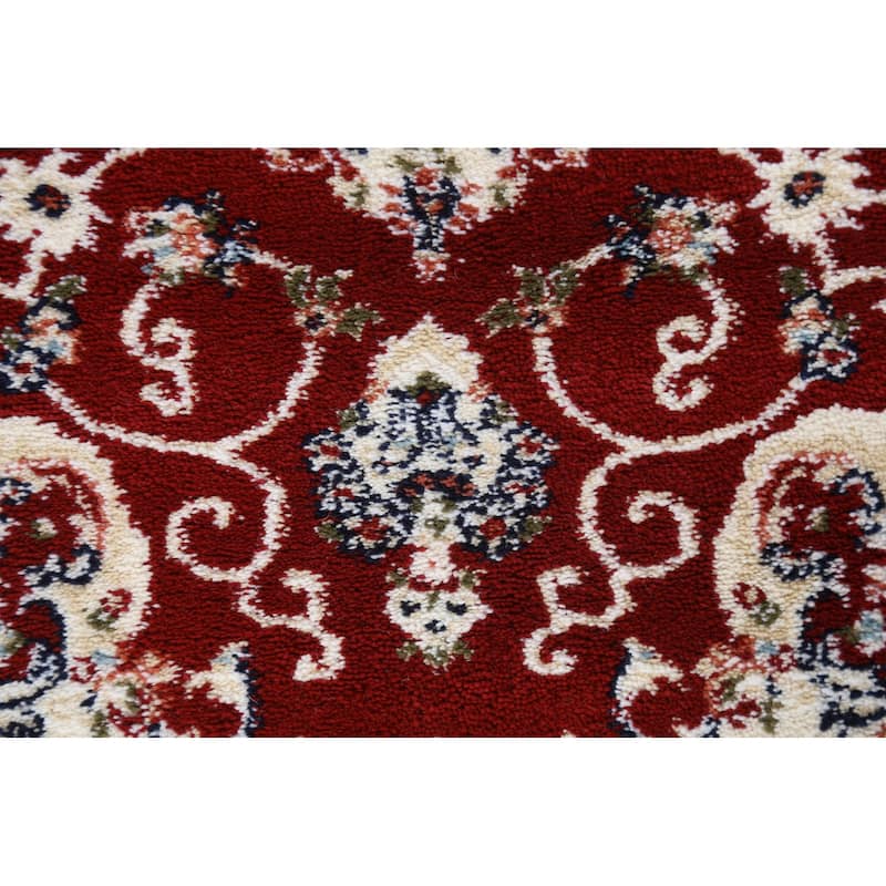 Red Floral Medallion Transitional Turkish Rug Oriental Carpet