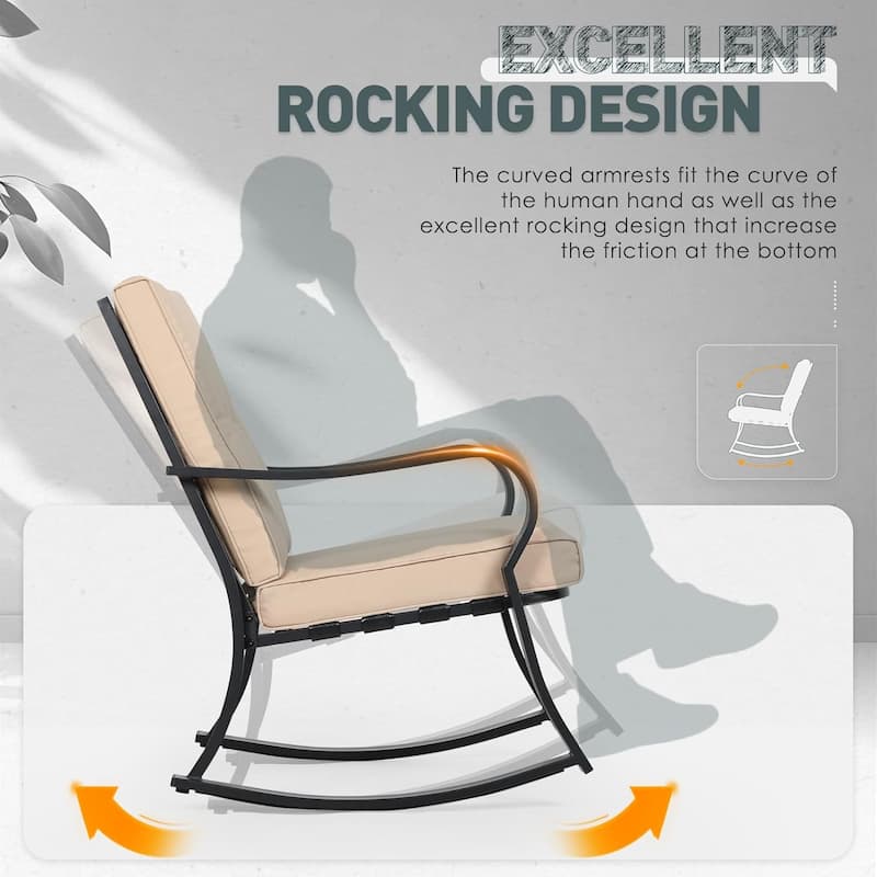 3-piece Rocking Chair Patio Bistro Set with Side Table