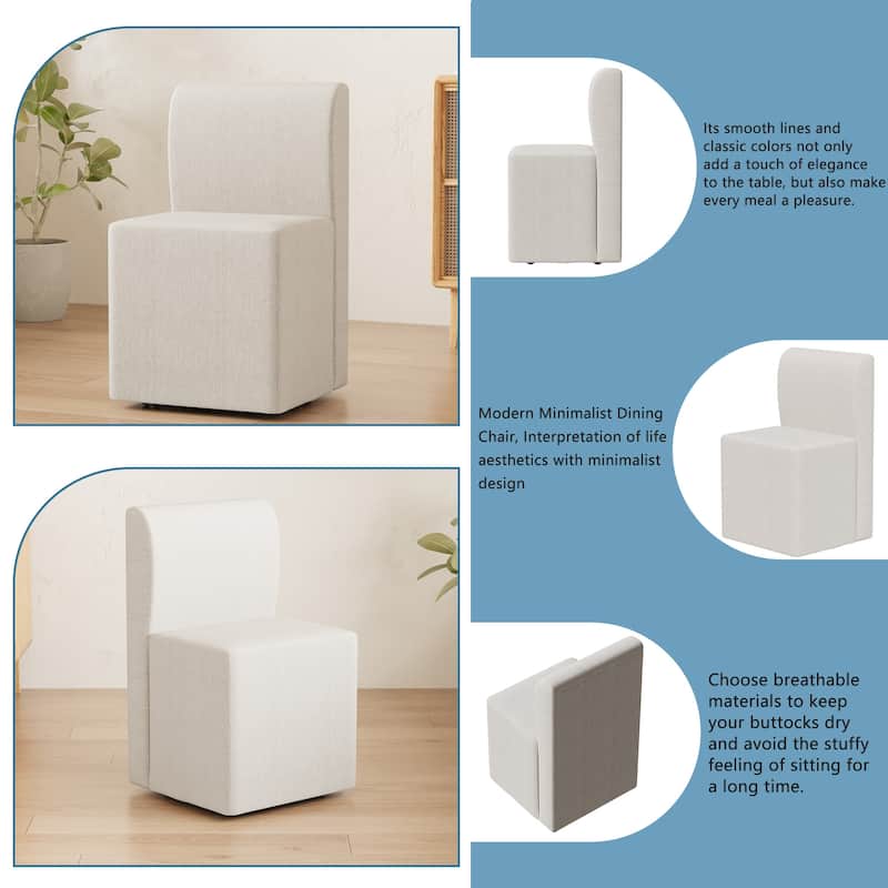 Two Piece Set Of Wheeled Dining Chairs, Modern Rolling Dining Chairs, Footstools With Wheels