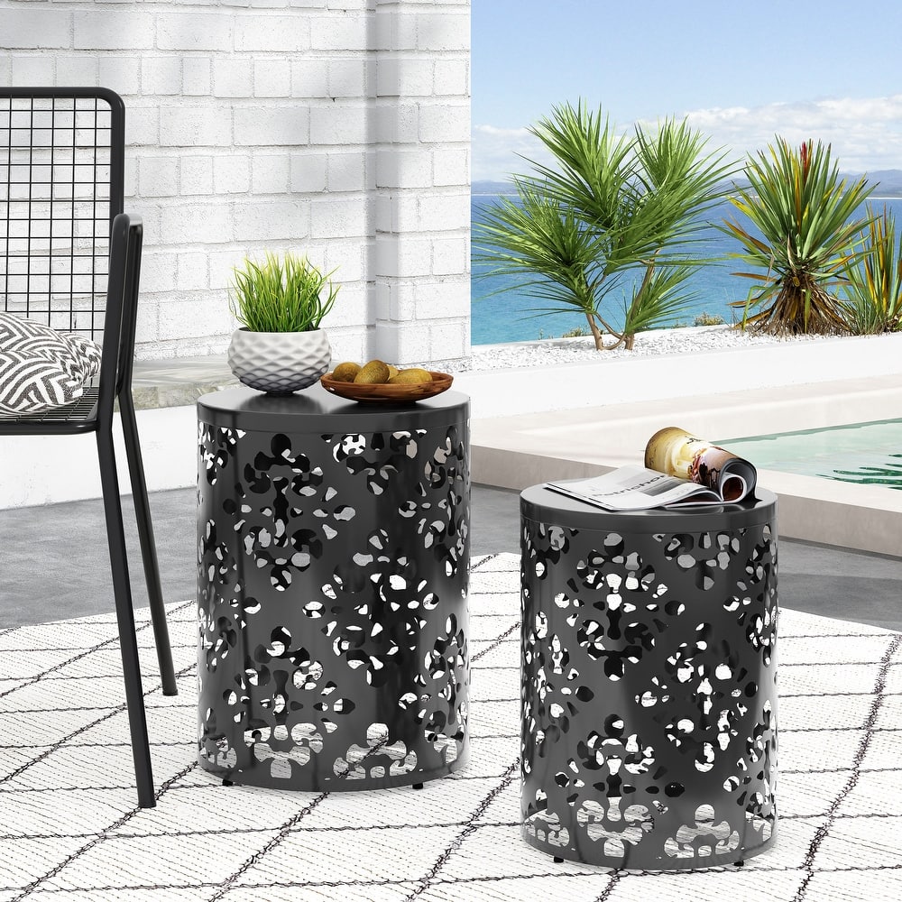 Mathena Outdoor Metal Side Tables (Set of 2) by Christopher Knight Home