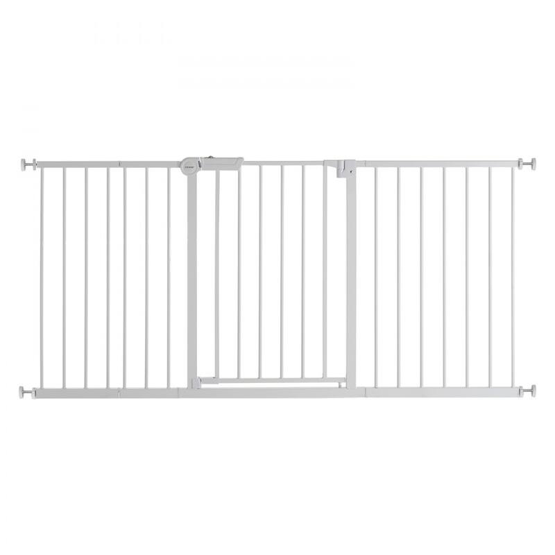White Adjustable Kid's Gate 60-63in with Auto-Close and One-Hand Lock - 60.6-63.3 L x 30 W in.
