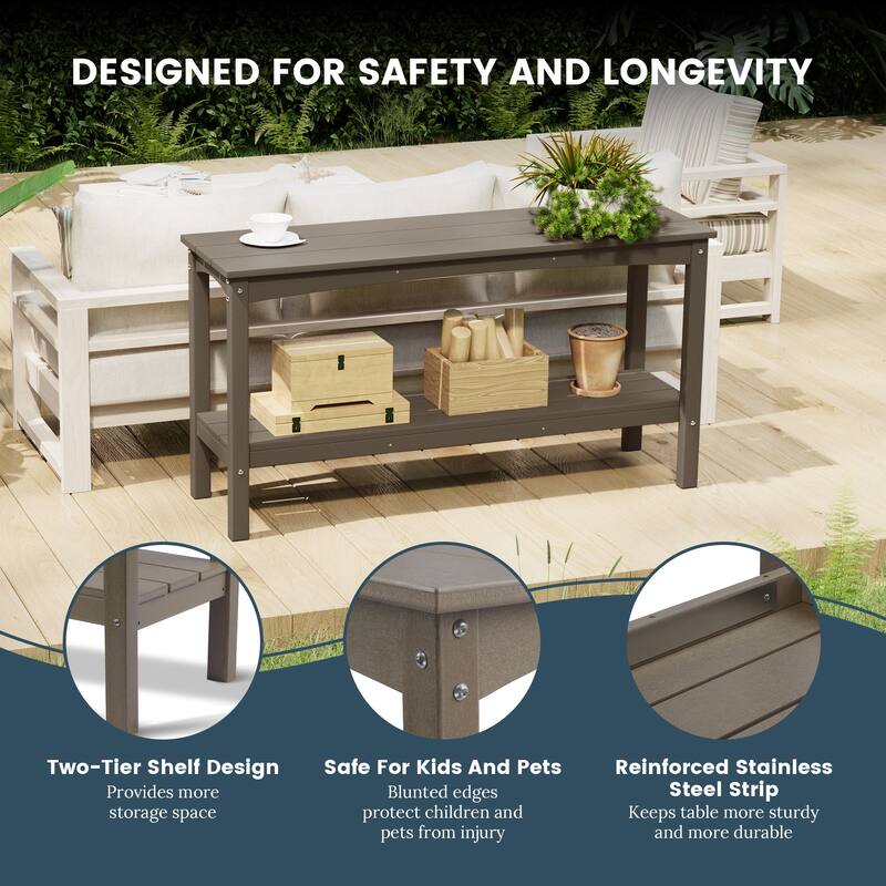 Laguna Hdpe All Weather Outdoor Patio Two Shelf Table