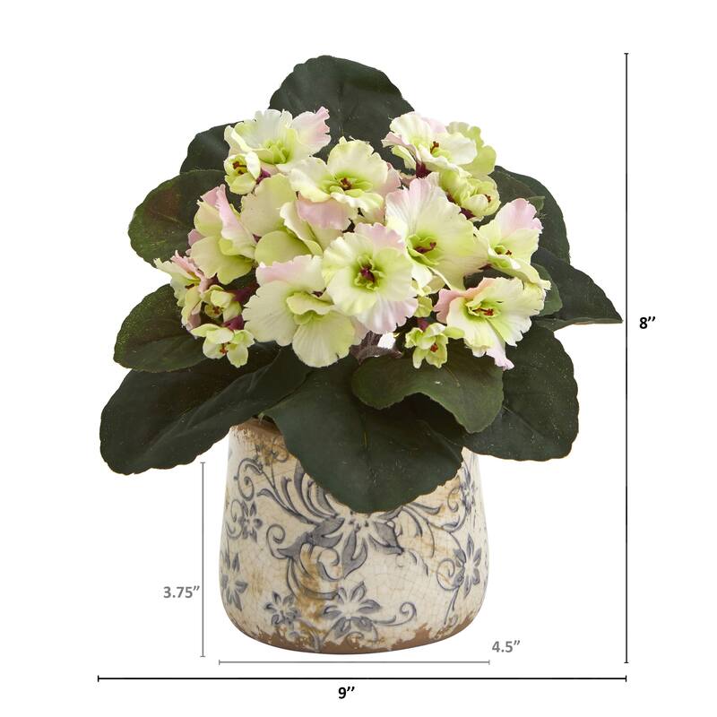 8" African Violet Artificial Plant in Floral Design Vase (Set of 2)