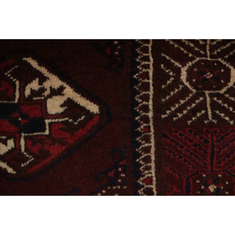 Hand Knotted Oriental 100% Wool Carpet Traditional All-Over Red Turkoman Area Rug - 11' 5'' X 7' 3''