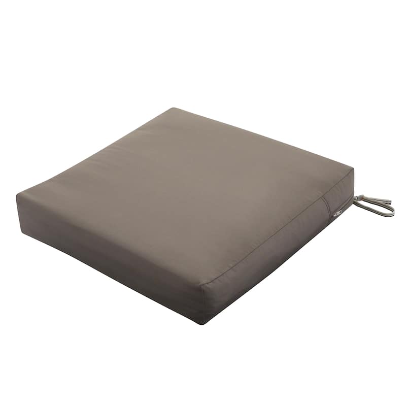Classic Accessories Ravenna Water-Resistant 21 x 19 x 5 Inch Patio Seat Cushion, Empire Blue - Dark taupe