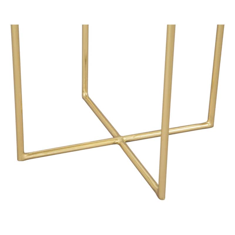 21" Glam Gold Side Table with Aluminum Top and Iron Sled Legs for Living Room or Bedroom Use - 21.3”H x 17”L x 17”W