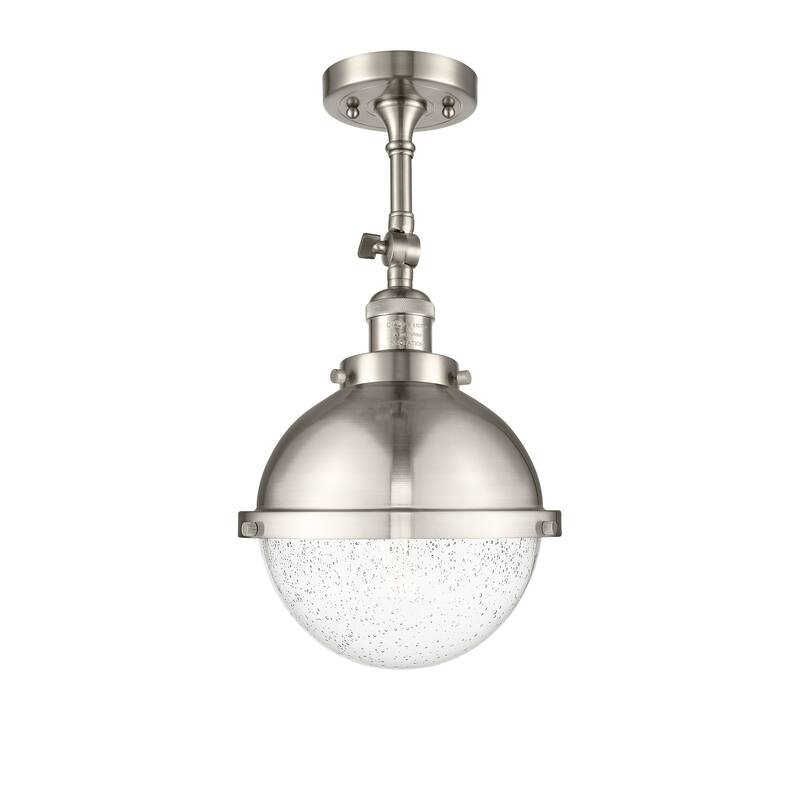 Innovations Lighting Franklin Restoration Hampden - 1 Light 9" Semi-Flush Mount - Seedy/Brushed Satin Nickel