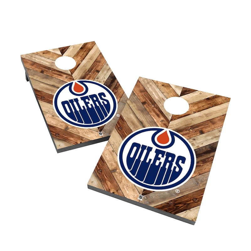 Edmonton Oilers 2x4 NHL Cornhole Bag Toss - Include Case & Lights
