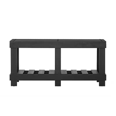 62.9" Vintage Entryway Table, Fir Solid Wood Console Table Sofa Table with Shelf, 6 Reinforced Legs and 4.5" Thick Desktop
