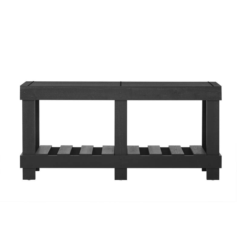 62.9" Vintage Entryway Table - Solid Cedar Wood with Natural Grain, 6 Reinforced Legs & 4.5" Thick Desktop