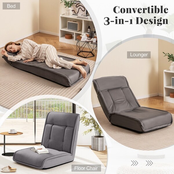 Gymax Folding Floor Chair Convertible Lazy Sofa Chair w