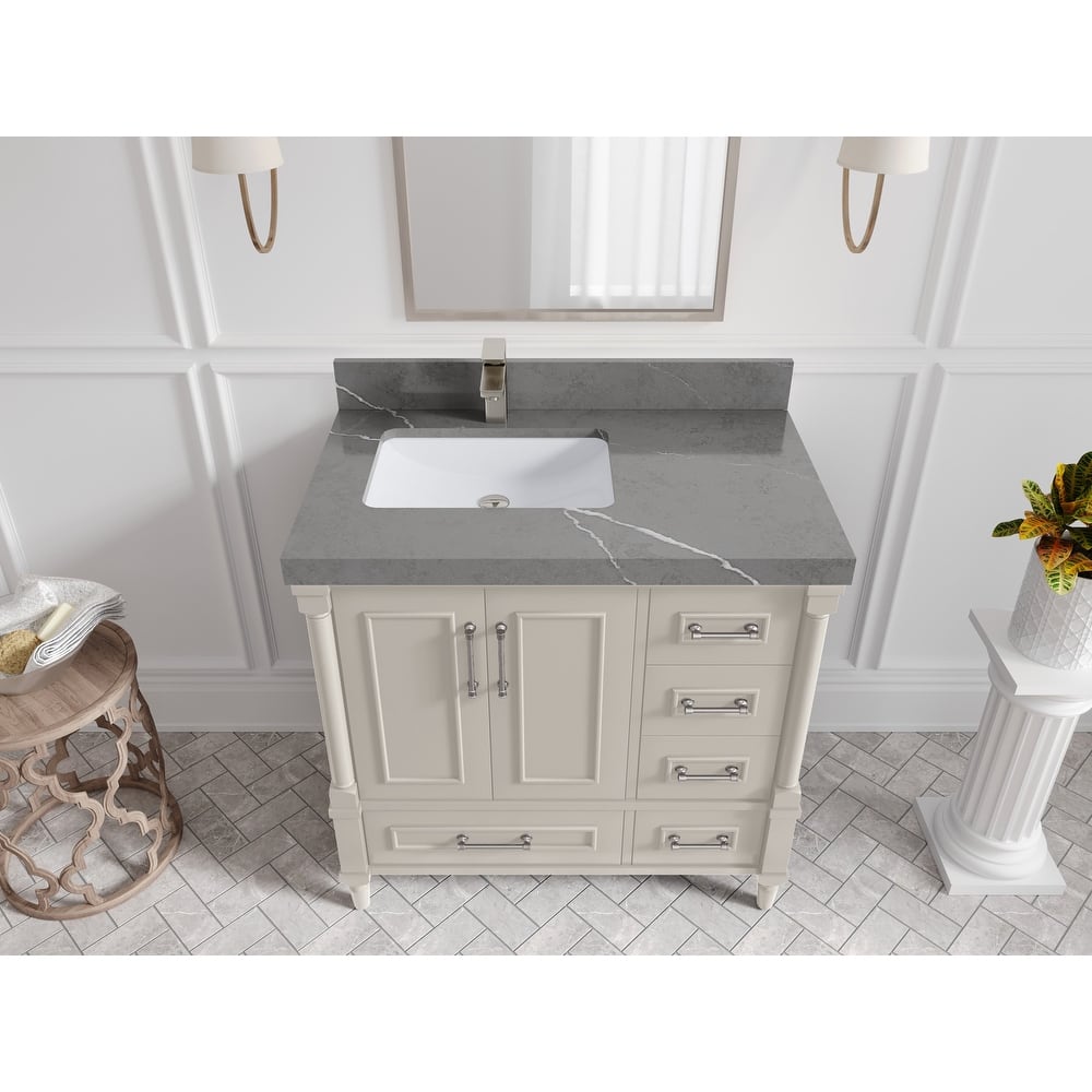 Willow Collections 36 in. W x 22 in. D Aberdeen Left Offset Sink Bathroom Vanity with Countertop