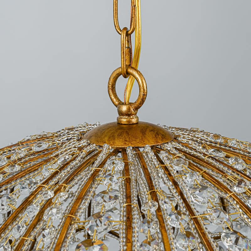Ennu Retro Antique Sphere Crystal Chandelier Adjustable Dining Room Chandelier - Brass