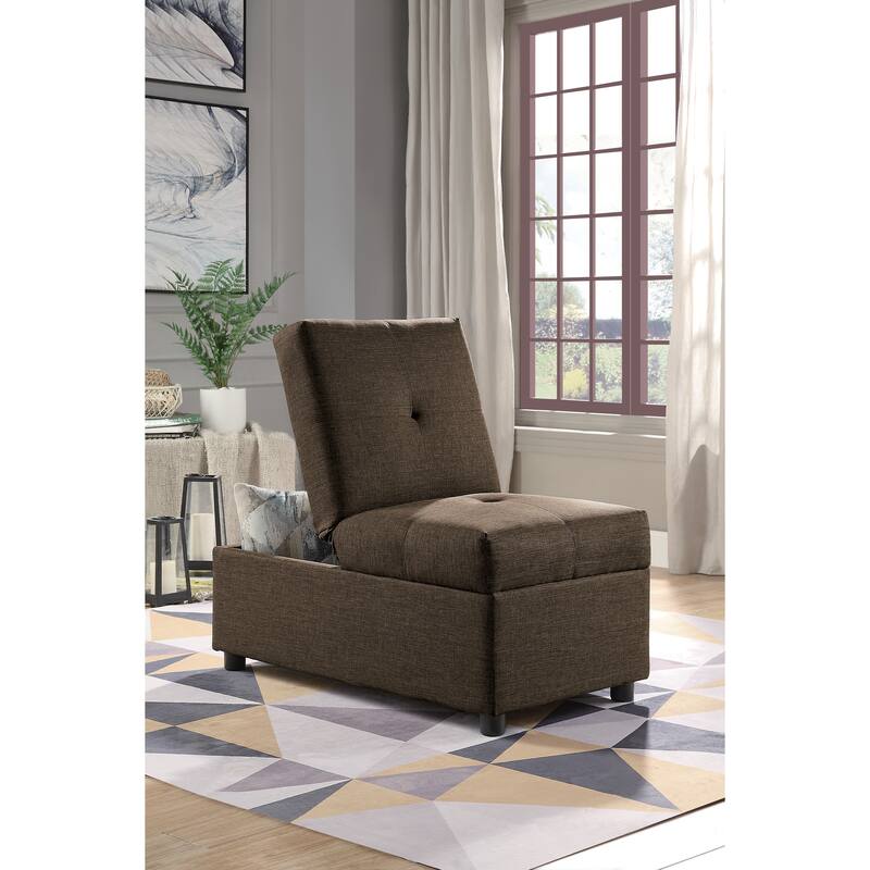 Stylish 1pc Storage Ottoman Convertible Chair Foam Cushioned Fabric Upholstered Solid Wood Plywood Frame Living Room Furniture