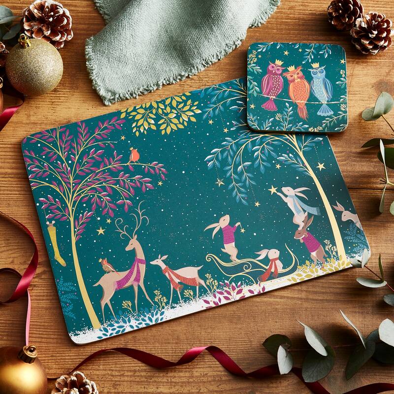 Sara Miller Woodland Tales Coasters, Set of 4 - 4 x 4 in