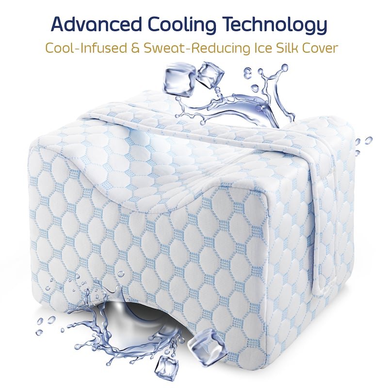 Nestl Knee Pillow with Cooling Cover and Adjustable Strap - Comfy Pillow Between or Under Legs for Side Sleepers