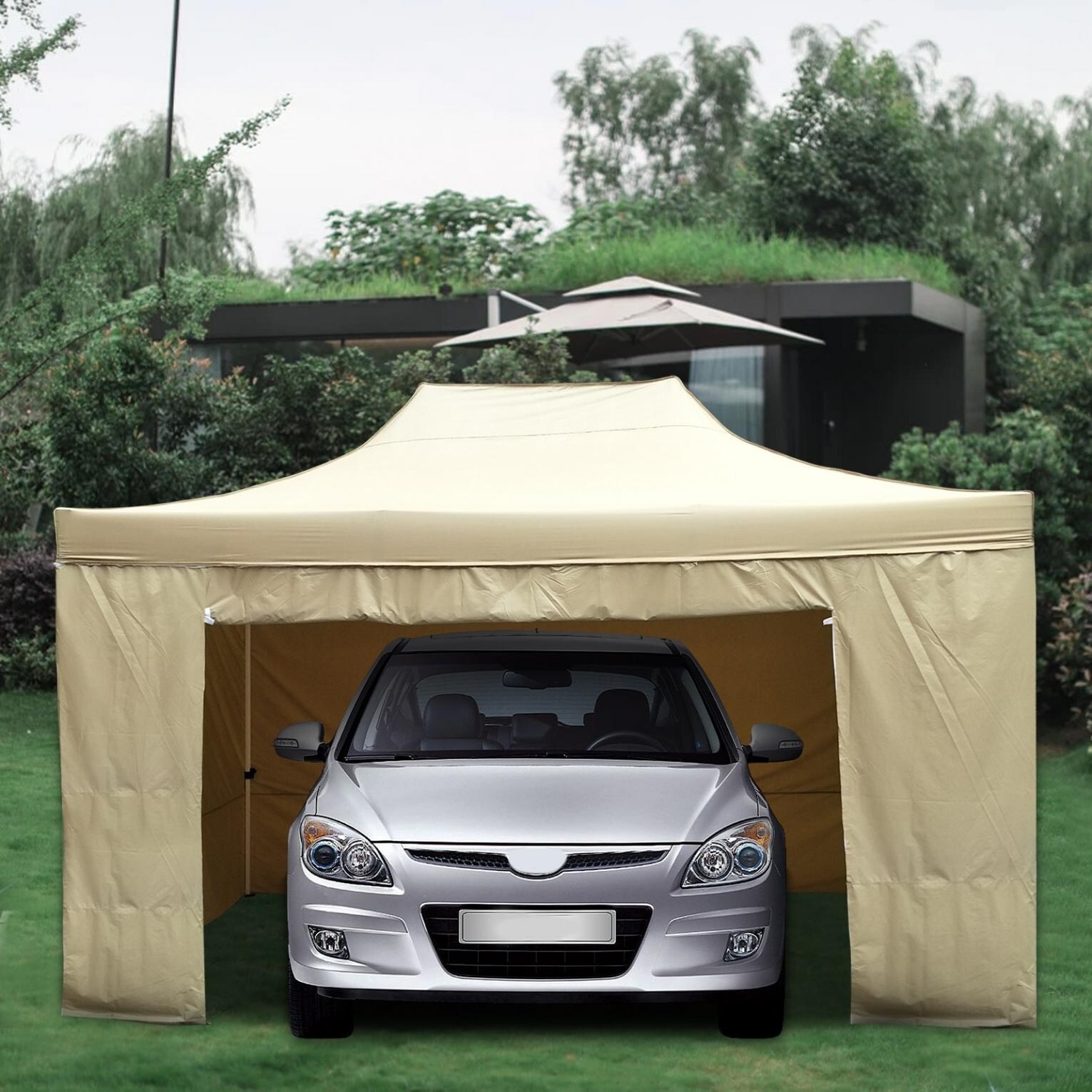 Hozxclle 10x15 Ft Canopies Commercial Tents Market Stall With 6 Removable Sidewall