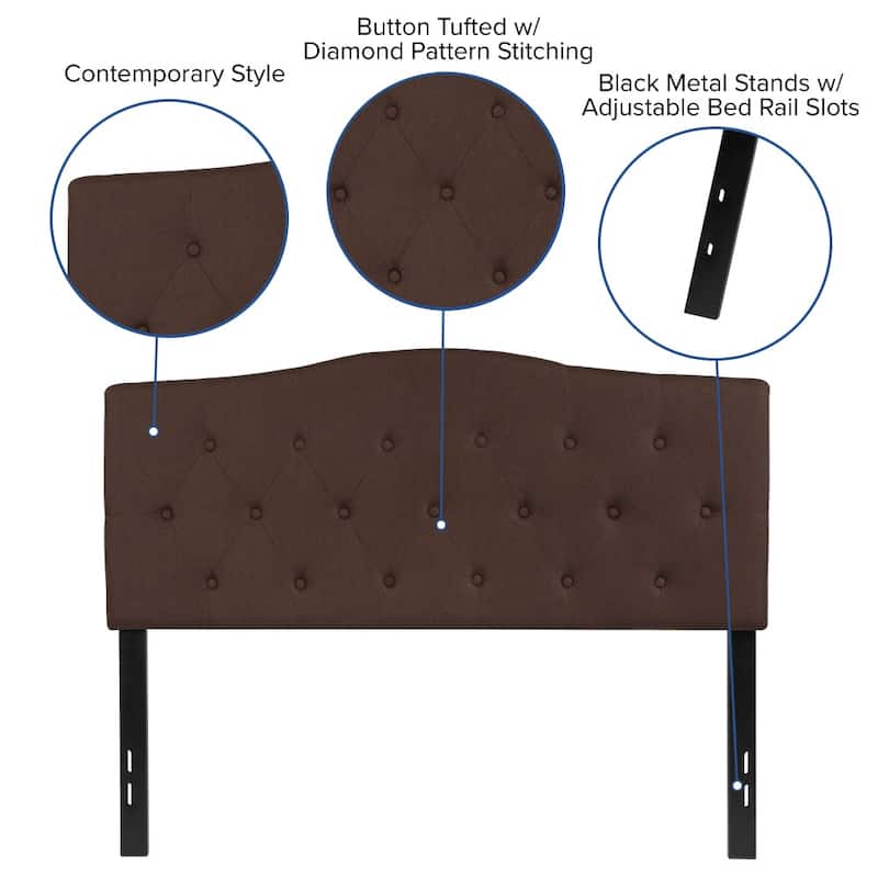 Arched Button Tufted Upholstered Headboard