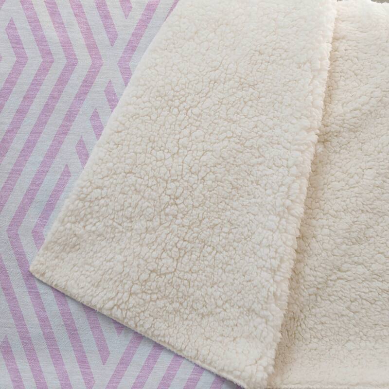 Premium Machine Washable Contemporary Geo Sherpa Throw Blanket