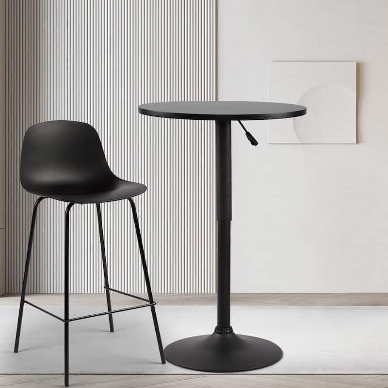 360 Swivel Round Pub Table Height Adjustable Bar Table 25-35 inches - N/A - Full Black