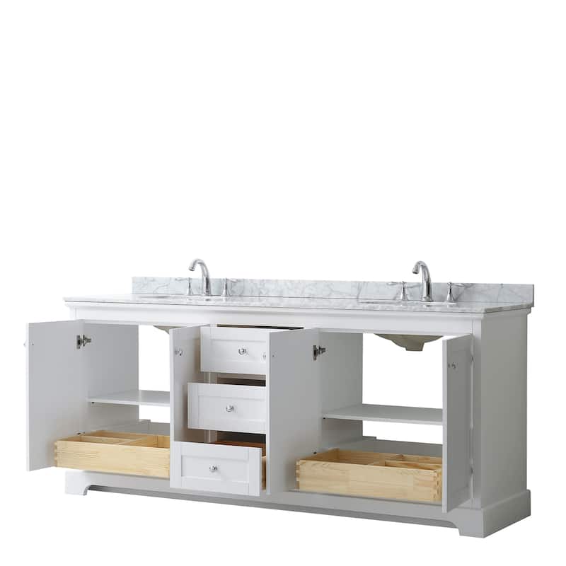 Avery 80-inch Double Vanity, Marble Top, Oval Sinks, No Mirror