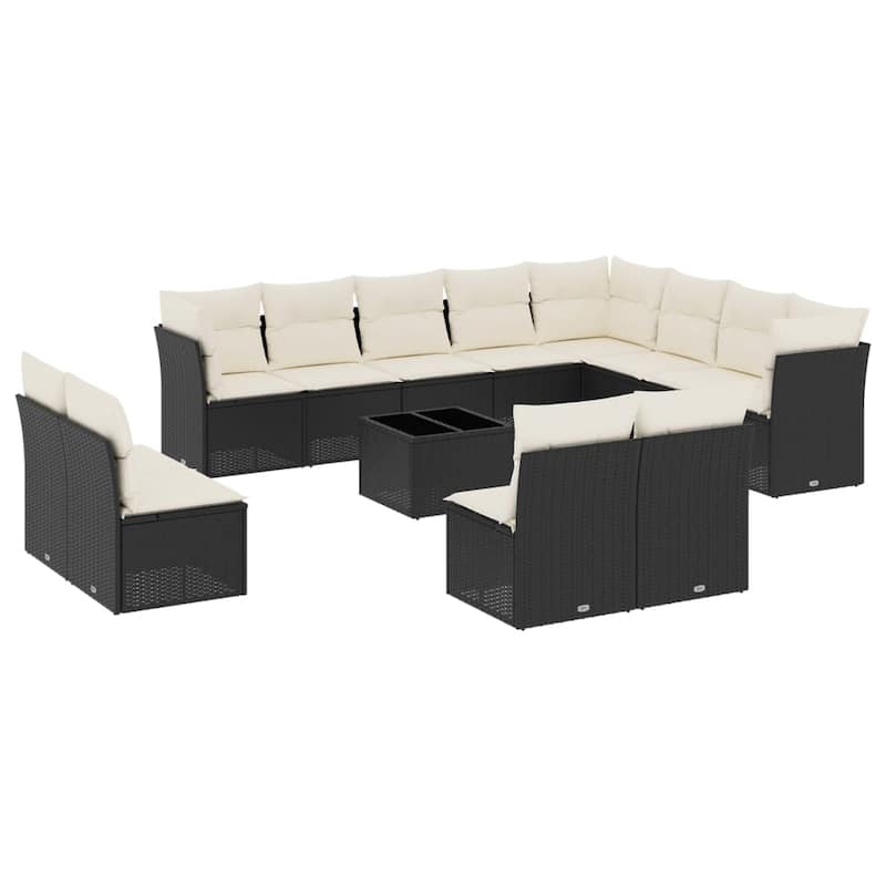 vidaXL Garden Sofa Set Black, Cream White - 21.7 x 21.7 x 14.6