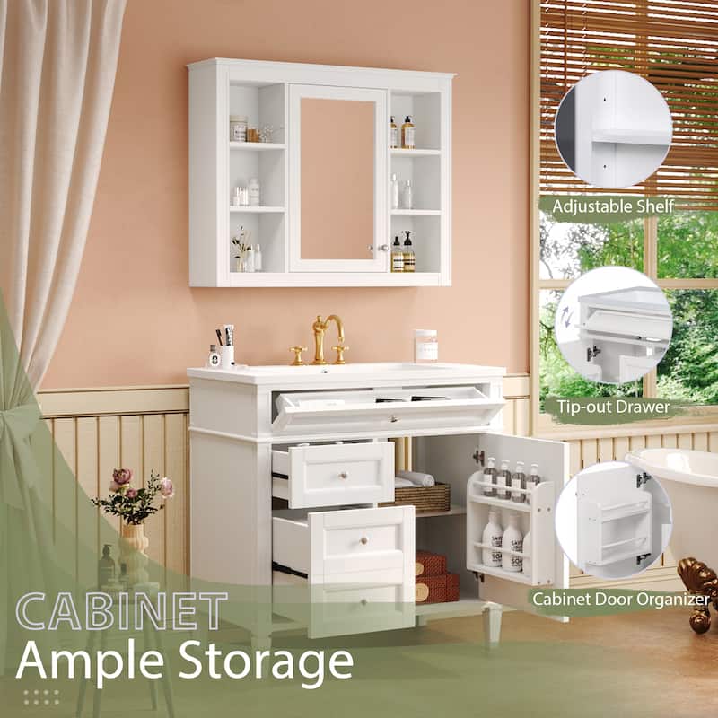 36 inch MDF Freestanding Bathroom Vanity Set - 36" x 18" x 33"
