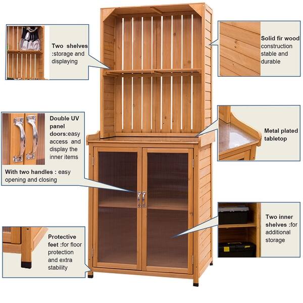 Shop Gymax Contemporary Style Potting Bench With Storage Cabinet