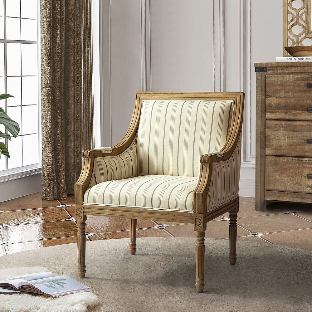 Mckenna blue striped accent chair deals