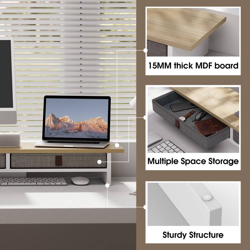Fenge Dual Monitor Stand, 2 Tiers Monitor Riser for Desk