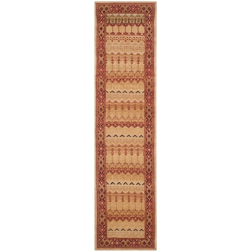 SAFAVIEH Couture Hand-knotted Conceicao Garima Traditional Oriental Wool Rug - 2'6" x 10' Runner - Ivory/Rose