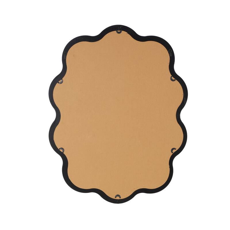 Black Wooden Handmade Wavy Room Wall Mirror with Dimensional Carved Frame