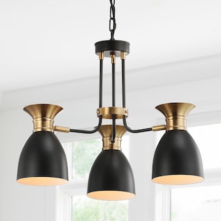 Edison 20" 3-Light Metal LED Chandelier, Black/Brass Gold by JONATHAN  Y