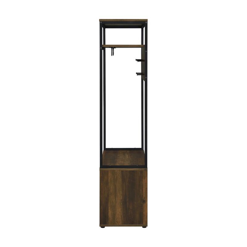 Cresida Dark Pine and Black 2-Door Hall Tree