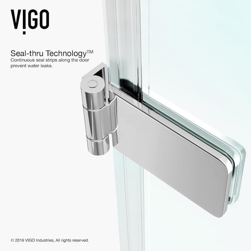 VIGO Orion 34" W x 58" H Frameless Hinged Tub Door in Chrome