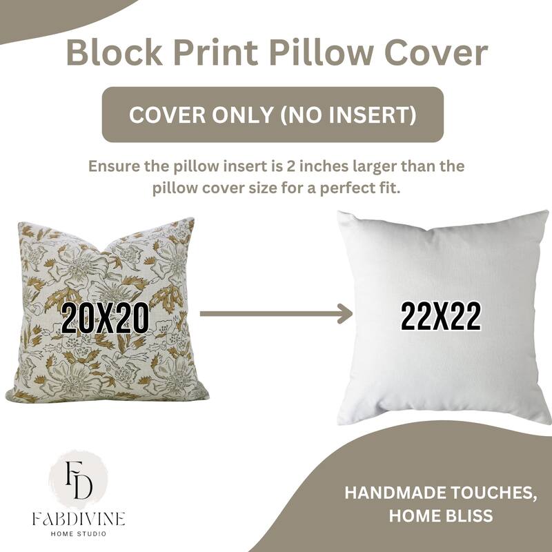 Fabdivine Farmhouse Living Room Pillowcase Floral 26x26 Inch Boho Soft Linen Summer Accent Brown Cushion Cover, Papaya Leaf
