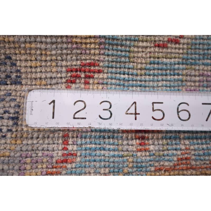 Oushak Indian Round Rug Hand-Knotted Wool Carpet - 8'10"x 9'1"
