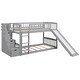 preview thumbnail 26 of 32, Stairway Twin over Twin Wooden Bunk Bed with Two Drawers & Slide - Functional Kids' Bedroom Furniture
