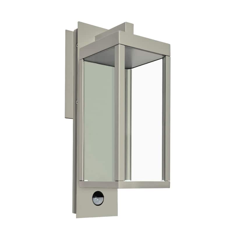 Motion Sensor Outdoor Wall Light Integrated LED Porch Light with Clear Glass Shade - Green