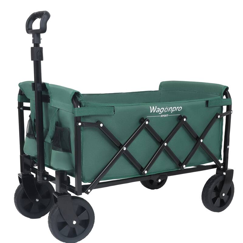 Expandable Dual-Layer Utility Wagon - 225lb Capacity with 100% Extra Space, Green