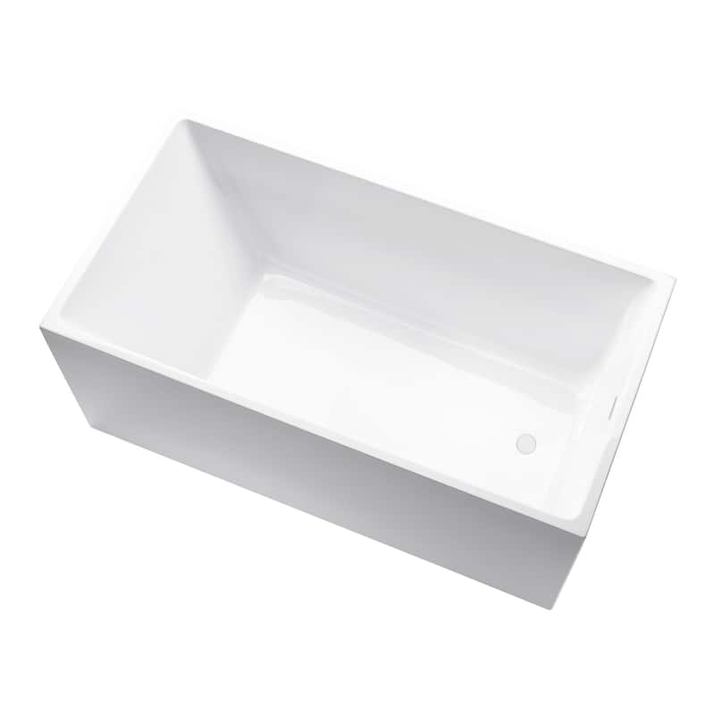 Vanity Art 55" x 29" White Acrylic Flatbottom Freestanding Bathtub