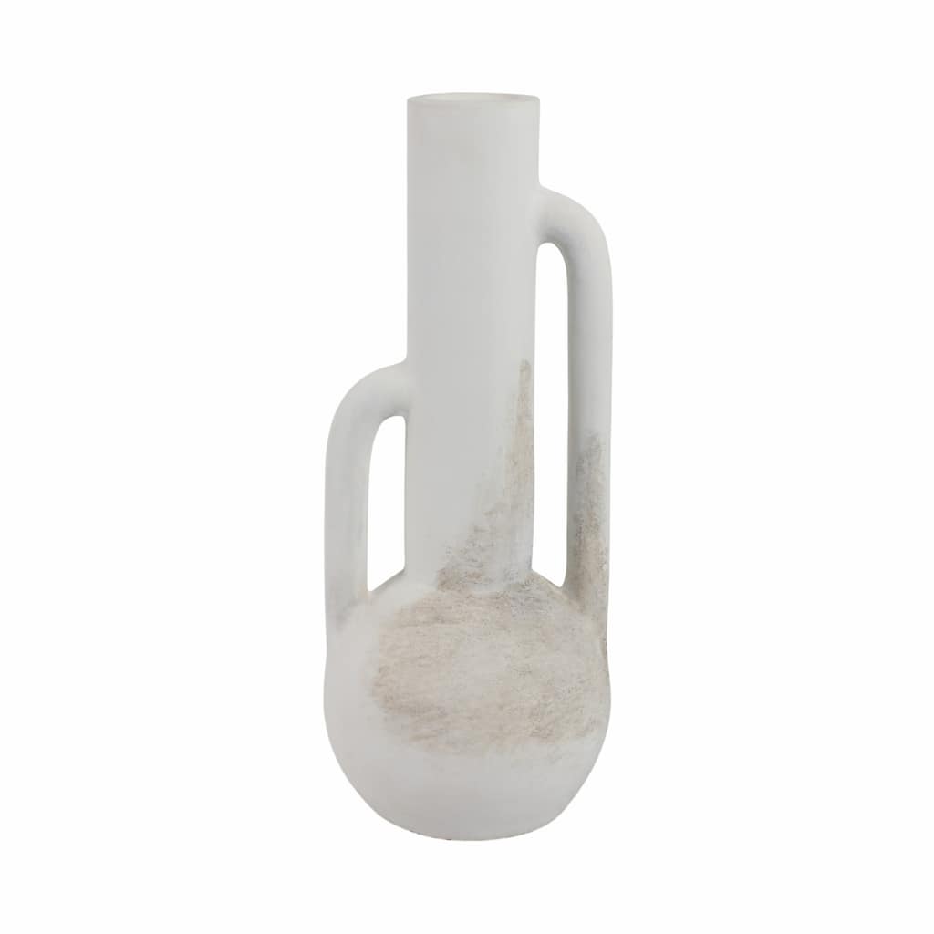 Pottery Woven Decorative Vase with Sculptural Design - 19" White