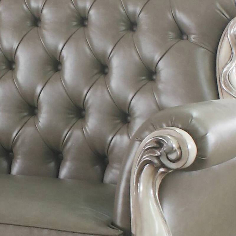 Adison Vintage Bone White Button-Tufted Sofa