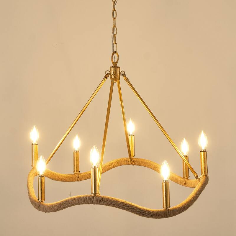 28" 8-Light Golden Modern Candle Chandelier