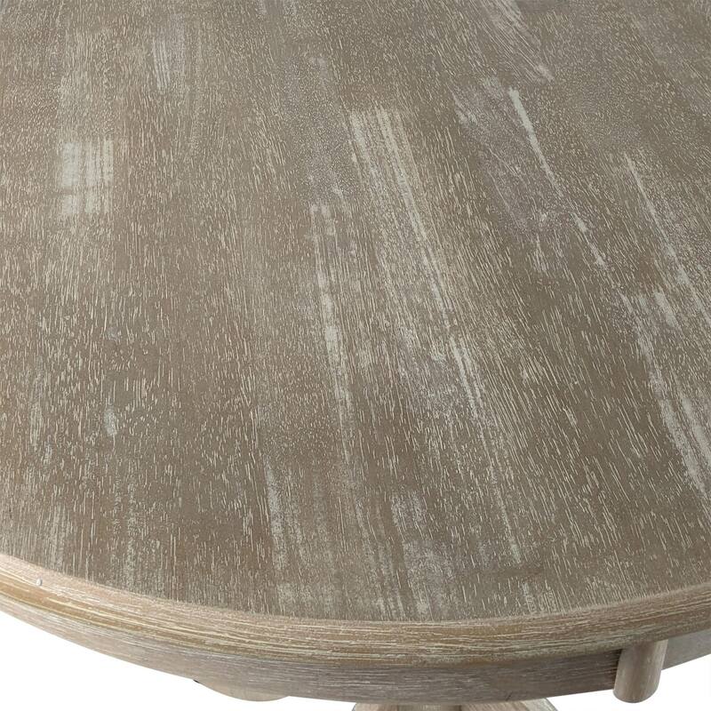 Circular Top Carved Pedestal Bar Table - 36" - Driftwood Brown