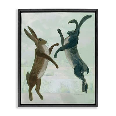 Stupell Rustic Boxing Hares Framed Floater Canvas Wall Art Design By Kay Widdowson