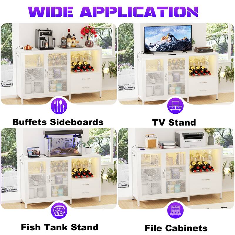 Sideboard Buffet Storage Cabinet with Wine Rack and Holder