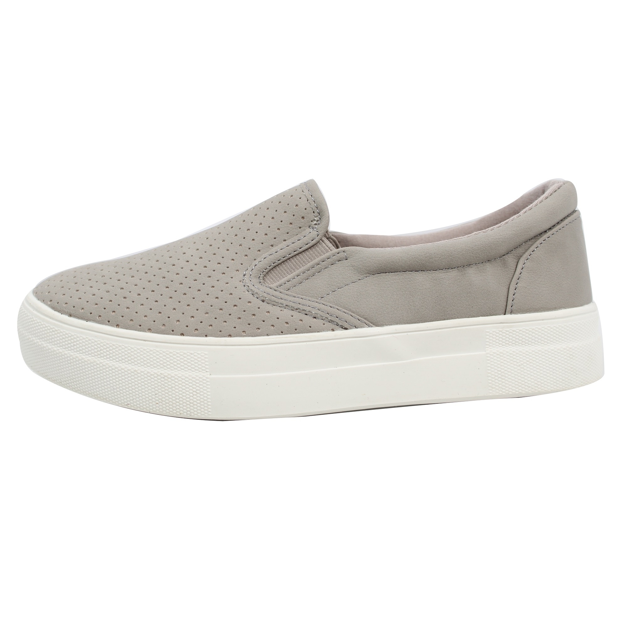Soda Girls Slip On Round Toe White Heel Loafer Fashion Sneaker