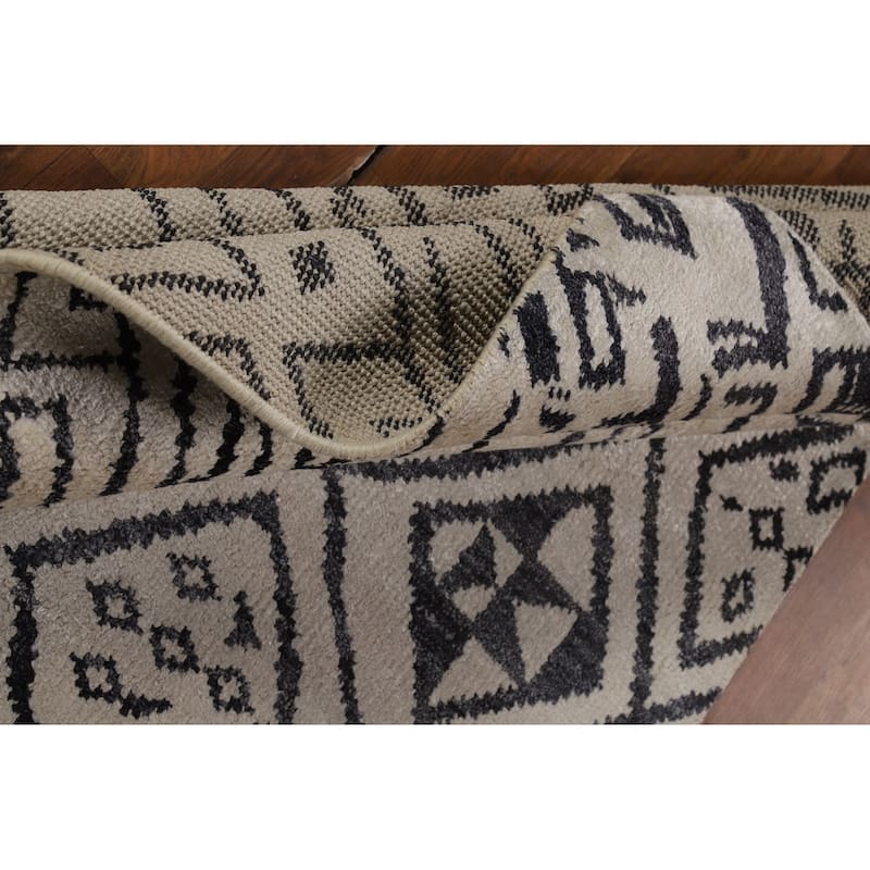 Abstract Moroccan Oriental Area Rug Hand-Knotted Wool Carpet - 3'10" x 5'9"