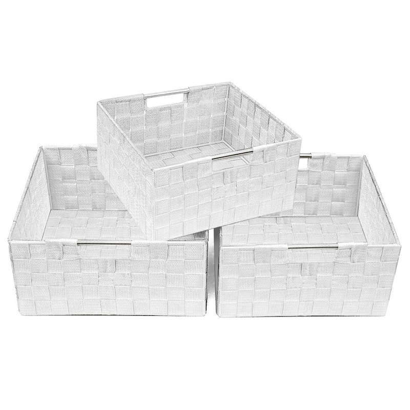 Double Woven Basket Bin Set (3 Pack) - 12.50'' x 12.50'' x 6''
